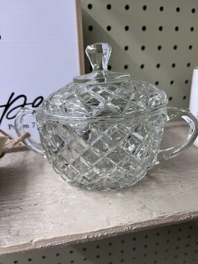 Cut Crystal Covered Sugar Bowl - Clear Glass